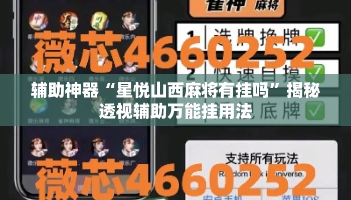 辅助神器“星悦山西麻将有挂吗”揭秘透视辅助万能挂用法