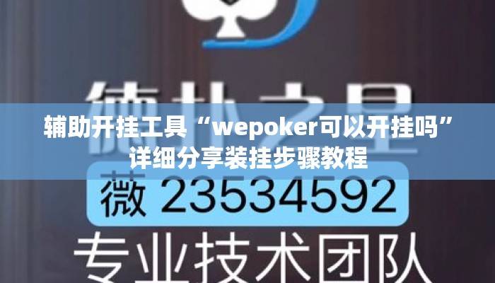 辅助开挂工具“wepoker可以开挂吗	”详细分享装挂步骤教程