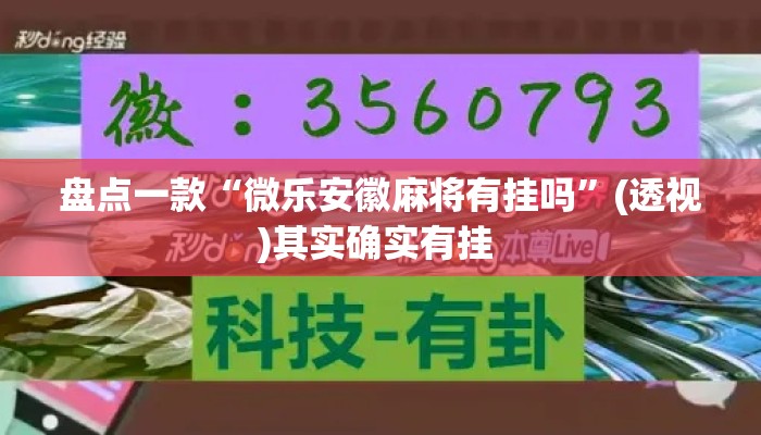 盘点一款“微乐安徽麻将有挂吗”(透视)其实确实有挂 