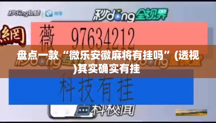 盘点一款“微乐安徽麻将有挂吗”(透视)其实确实有挂 