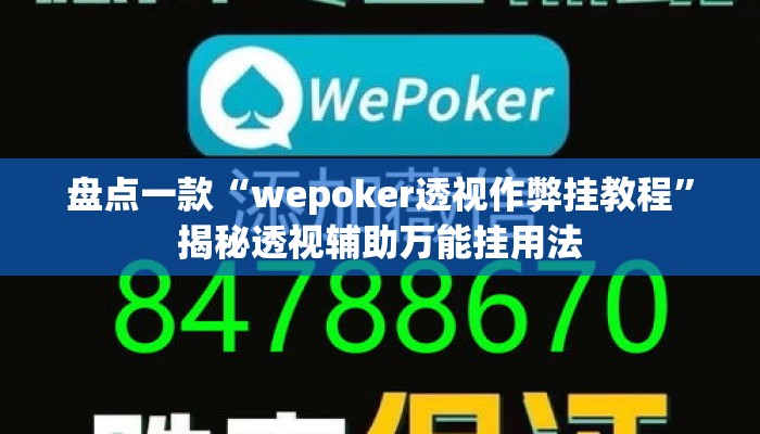 盘点一款“wepoker透视作弊挂教程	”揭秘透视辅助万能挂用法