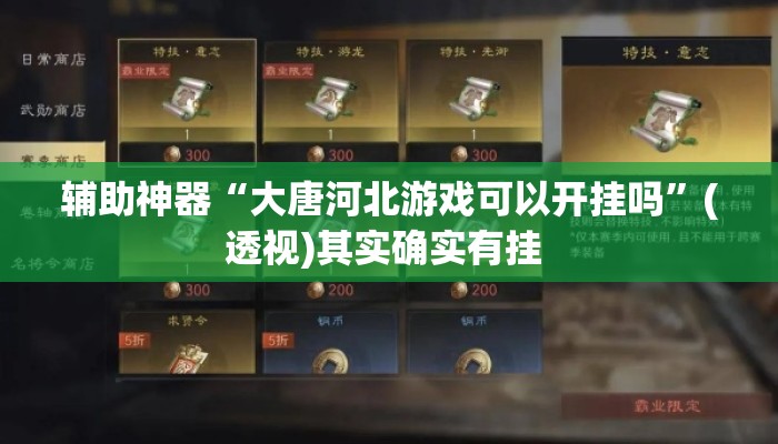 辅助神器“大唐河北游戏可以开挂吗	”(透视)其实确实有挂 
