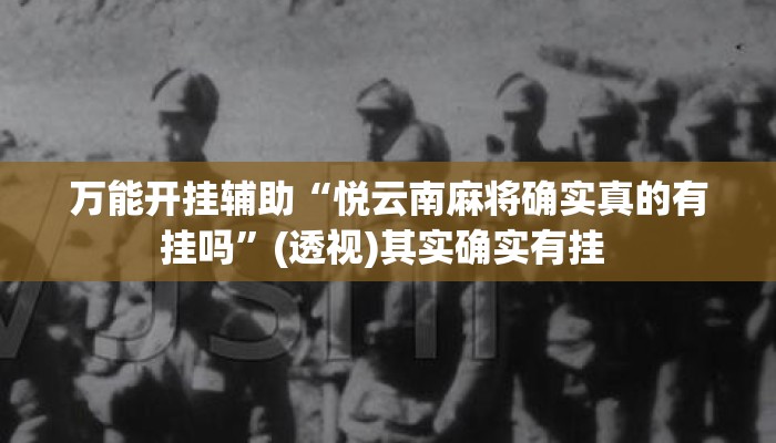 万能开挂辅助“悦云南麻将确实真的有挂吗”(透视)其实确实有挂 