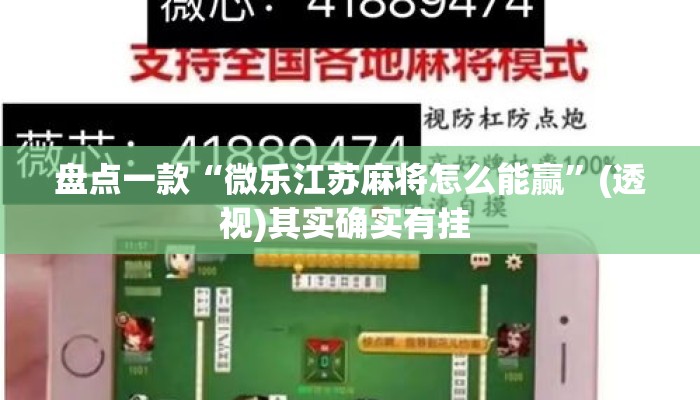 盘点一款“微乐江苏麻将怎么能赢	”(透视)其实确实有挂 