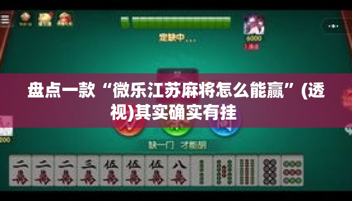 盘点一款“微乐江苏麻将怎么能赢”(透视)其实确实有挂 