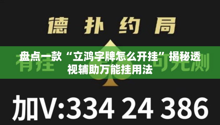 盘点一款“立鸿字牌怎么开挂”揭秘透视辅助万能挂用法