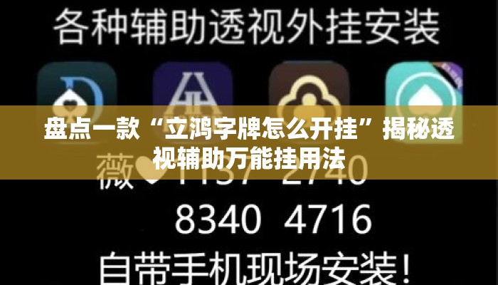 盘点一款“立鸿字牌怎么开挂”揭秘透视辅助万能挂用法