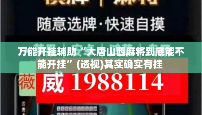 万能开挂辅助“大唐山西麻将到底能不能开挂	”(透视)其实确实有挂 