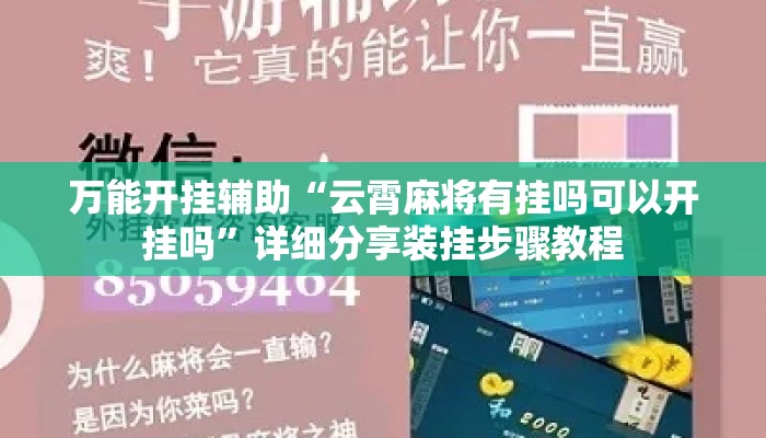 万能开挂辅助“云霄麻将有挂吗可以开挂吗”详细分享装挂步骤教程