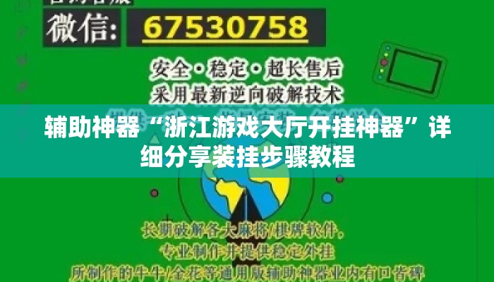 辅助神器“浙江游戏大厅开挂神器	”详细分享装挂步骤教程