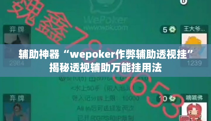 辅助神器“wepoker作弊辅助透视挂	”揭秘透视辅助万能挂用法