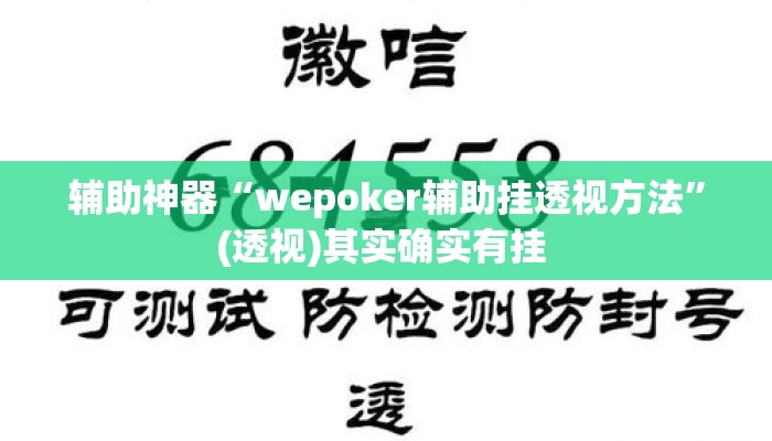 辅助神器“wepoker辅助挂透视方法	”(透视)其实确实有挂 
