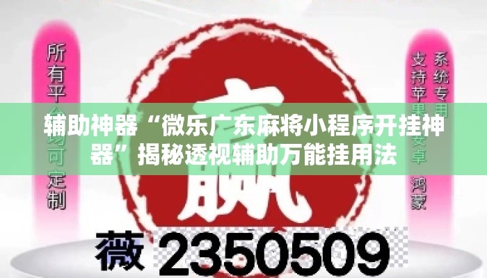 辅助神器“微乐广东麻将小程序开挂神器”揭秘透视辅助万能挂用法