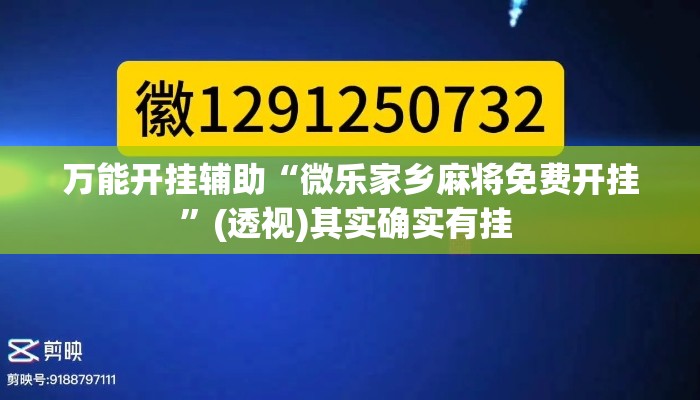万能开挂辅助“微乐家乡麻将免费开挂”(透视)其实确实有挂 
