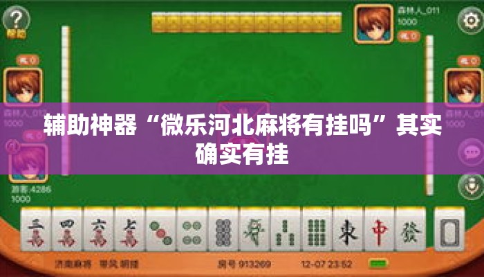 辅助神器“微乐河北麻将有挂吗	”其实确实有挂