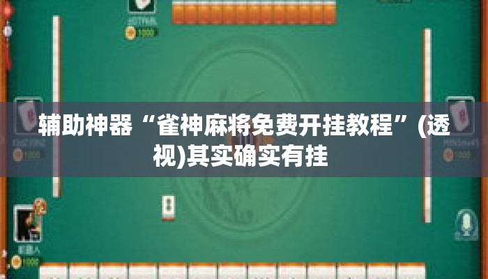 辅助神器“雀神麻将免费开挂教程”(透视)其实确实有挂 