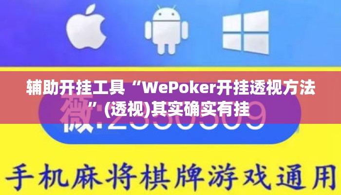 辅助开挂工具“WePoker开挂透视方法”(透视)其实确实有挂 