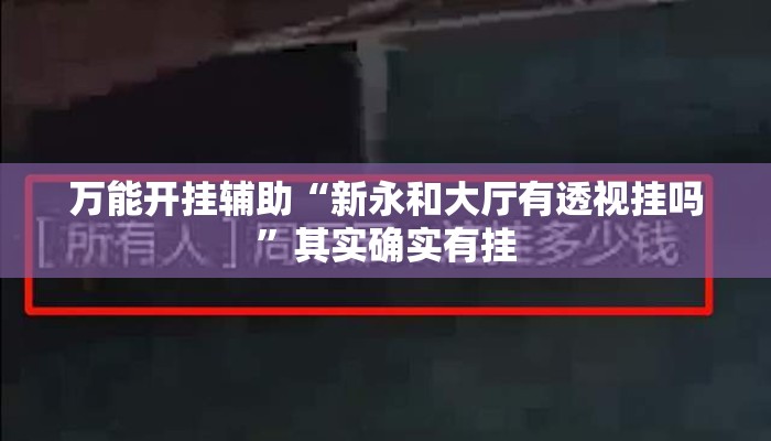 万能开挂辅助“新永和大厅有透视挂吗”其实确实有挂