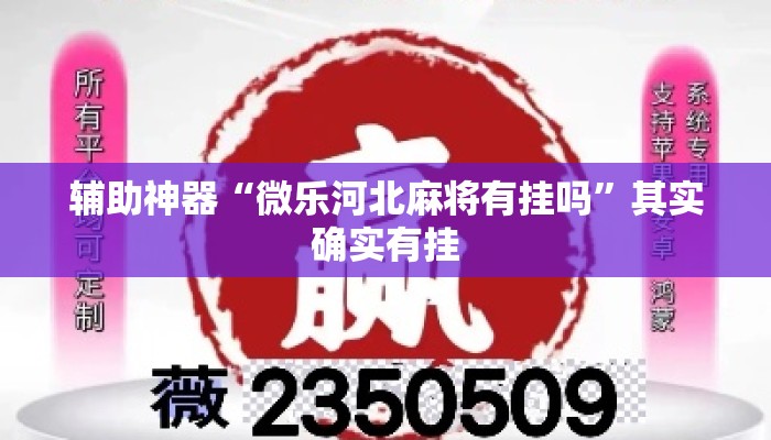 辅助神器“微乐河北麻将有挂吗	”其实确实有挂