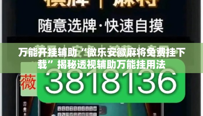万能开挂辅助“微乐安徽麻将免费挂下载	”揭秘透视辅助万能挂用法