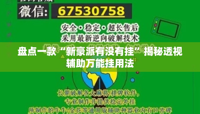 盘点一款“新豪派有没有挂	”揭秘透视辅助万能挂用法
