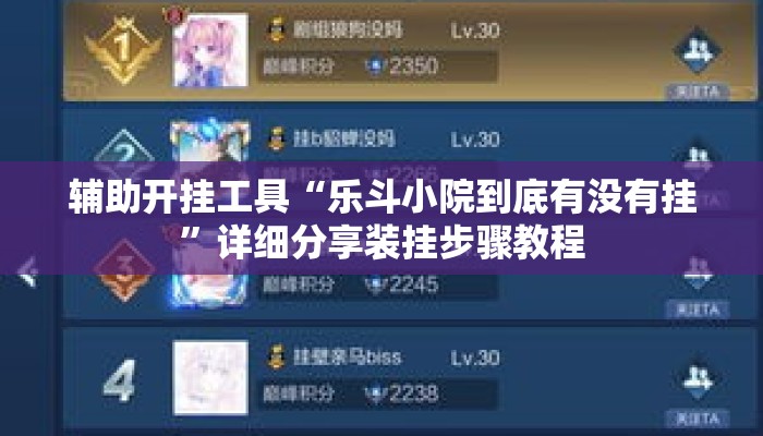 辅助开挂工具“乐斗小院到底有没有挂”详细分享装挂步骤教程