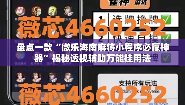 盘点一款“微乐海南麻将小程序必赢神器”揭秘透视辅助万能挂用法