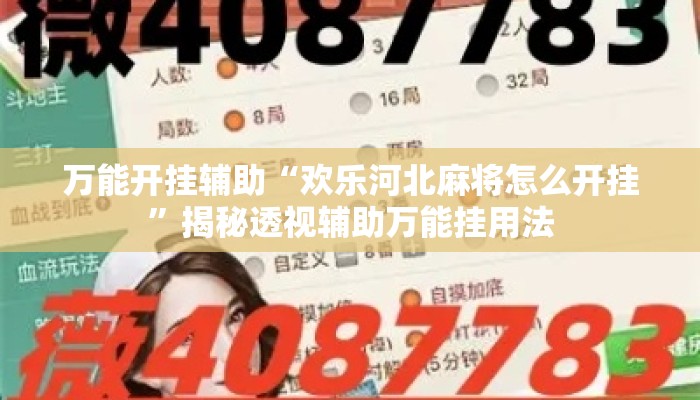 万能开挂辅助“欢乐河北麻将怎么开挂”揭秘透视辅助万能挂用法