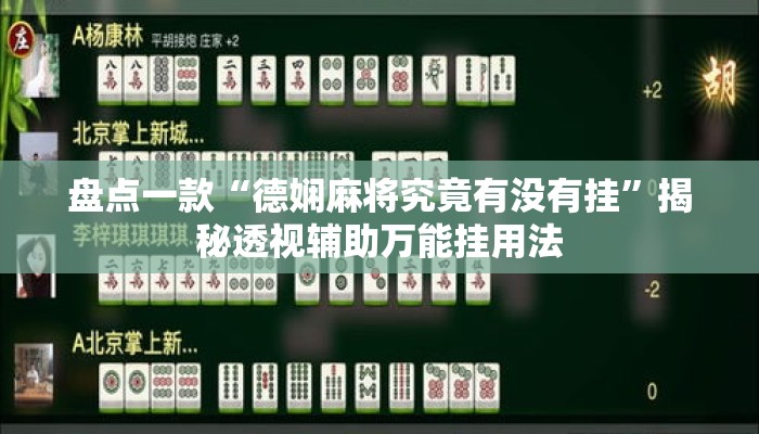 盘点一款“德娴麻将究竟有没有挂”揭秘透视辅助万能挂用法