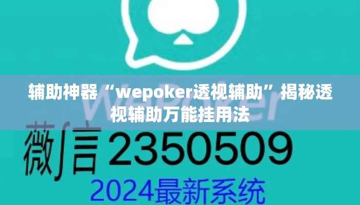 辅助神器“wepoker透视辅助	”揭秘透视辅助万能挂用法