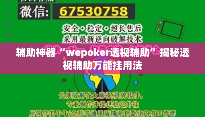 辅助神器“wepoker透视辅助	”揭秘透视辅助万能挂用法