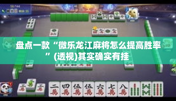 盘点一款“微乐龙江麻将怎么提高胜率”(透视)其实确实有挂 