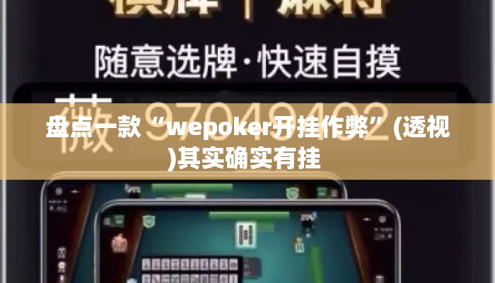 盘点一款“wepoker开挂作弊	”(透视)其实确实有挂 
