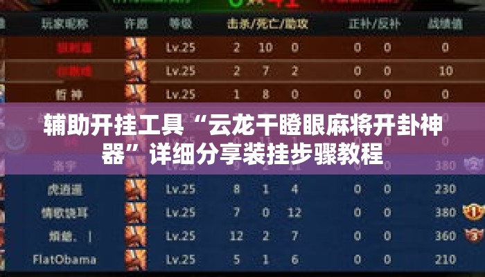 辅助开挂工具“云龙干瞪眼麻将开卦神器”详细分享装挂步骤教程