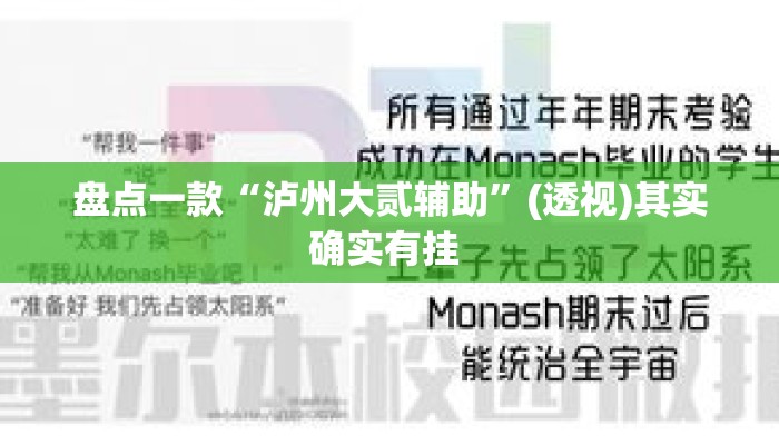 盘点一款“泸州大贰辅助	”(透视)其实确实有挂 