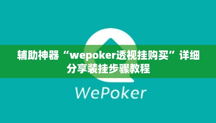 辅助神器“wepoker透视挂购买”详细分享装挂步骤教程