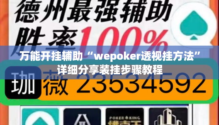 万能开挂辅助“wepoker透视挂方法”详细分享装挂步骤教程