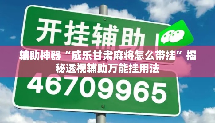 辅助神器“威乐甘肃麻将怎么带挂	”揭秘透视辅助万能挂用法