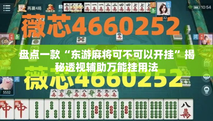 盘点一款“东游麻将可不可以开挂”揭秘透视辅助万能挂用法