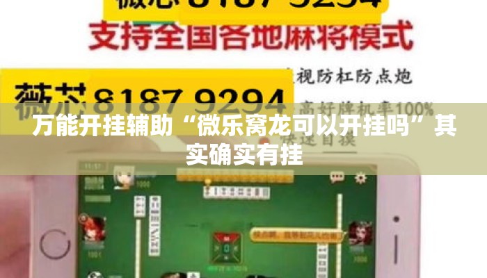 万能开挂辅助“微乐窝龙可以开挂吗	”其实确实有挂