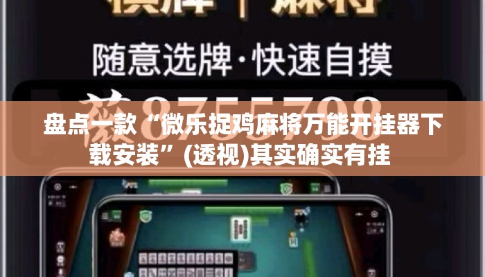 辅助神器“微乐海南麻将万能开挂器免费”揭秘透视辅助万能挂用法