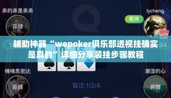 辅助神器“wepoker俱乐部透视挂确实是真的”详细分享装挂步骤教程