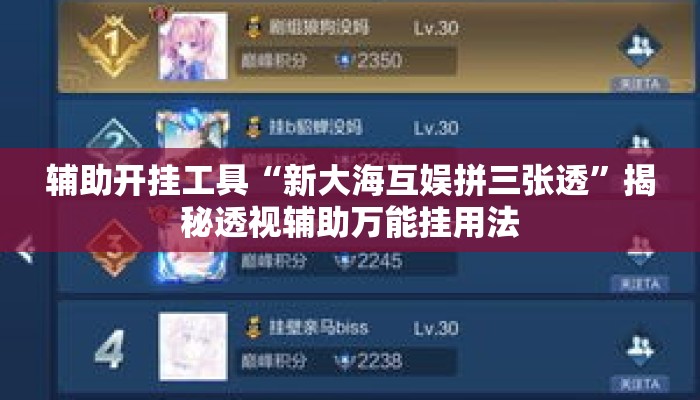 辅助开挂工具“新大海互娱拼三张透”揭秘透视辅助万能挂用法