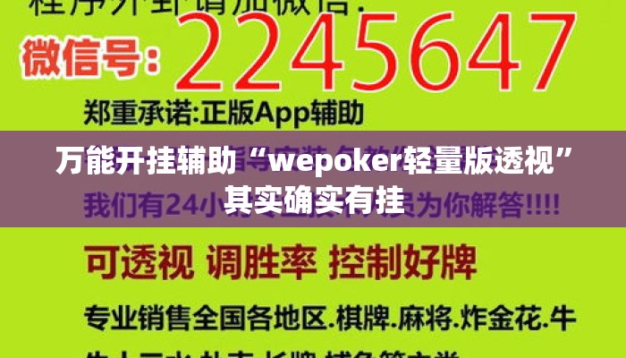万能开挂辅助“wepoker轻量版透视”其实确实有挂