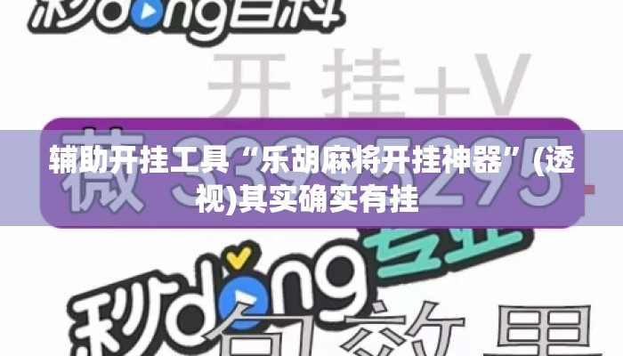 辅助开挂工具“乐胡麻将开挂神器”(透视)其实确实有挂 