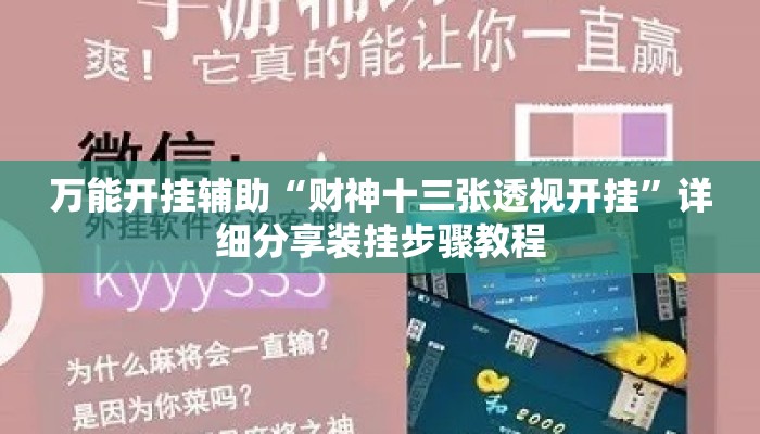 万能开挂辅助“财神十三张透视开挂”详细分享装挂步骤教程