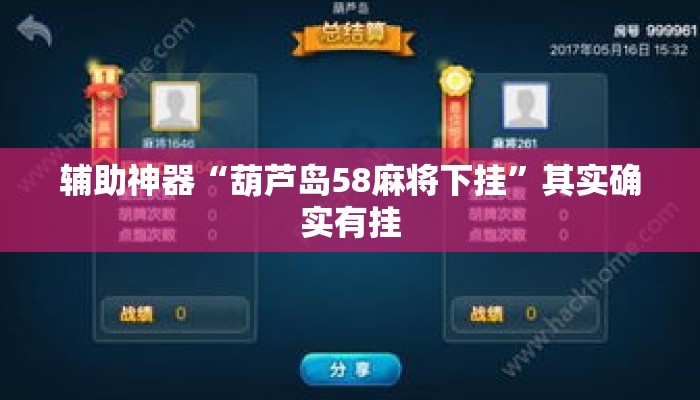 辅助神器“葫芦岛58麻将下挂”其实确实有挂