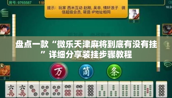盘点一款“微乐天津麻将到底有没有挂”详细分享装挂步骤教程