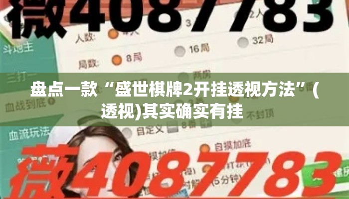 盘点一款“盛世棋牌2开挂透视方法”(透视)其实确实有挂 