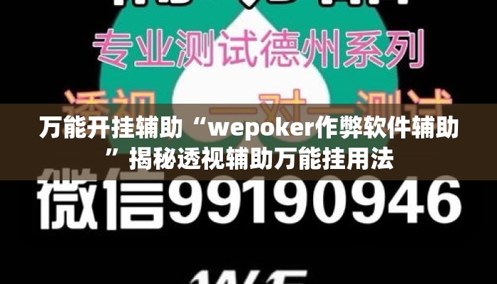 万能开挂辅助“wepoker作弊软件辅助”揭秘透视辅助万能挂用法